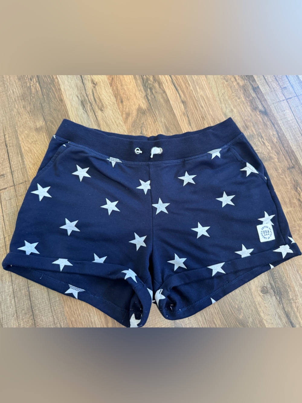 H&M Girls Navy Blue & White Star Print Jersey Shorts – Size 14Y+